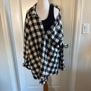 Black and White Checkered Button-Up Shirt